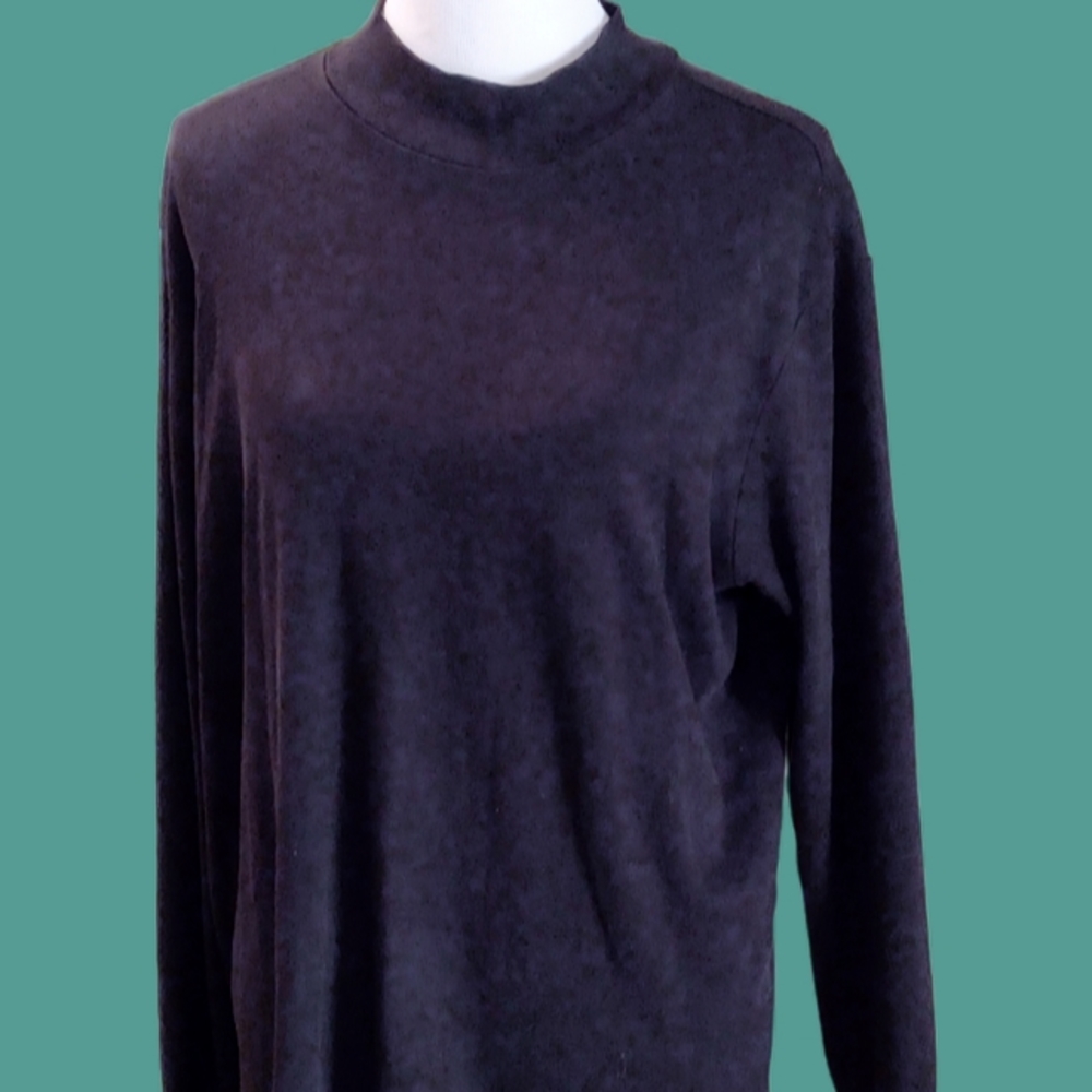 Liz Claiborne Black Mock Turtleneck Jersey - Size XL